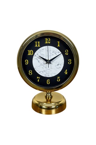 Mermer Işıltısı Gold 25 X 20 Cm Metal Masa Saati Çok Renkli