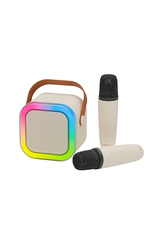 Polosmart Pbs169 2 Mikrofonlu Karaoke Seti Bluetooth 5.3 Rgb Led Işıklı Taşınabilir Hoparlör