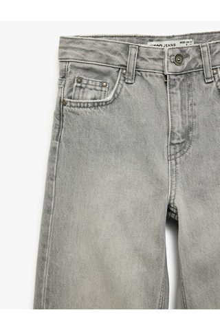 Koton Pamuklu Cepli Geniş Paça Denim Pantolon Gri 6skg40035ad Gri