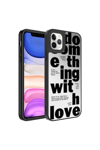 Apple Uyumlu iPhone 11 Pro Uyumlu Aynalı Desenli Kamera Korumalı Parlak Zore Mirror Kılıf-love Love -
