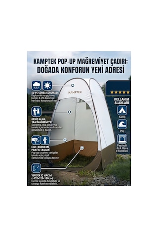 Kamp Doğa Duş Wc Kabin Çadırı Fonksiyonel Kullanım Prova Kabini Taşınabilir Taşıma Çantalı Byk Kahverengi