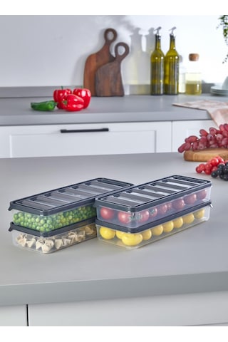 4 Adet Gri 1 Lt Buzdolabı Organizeri