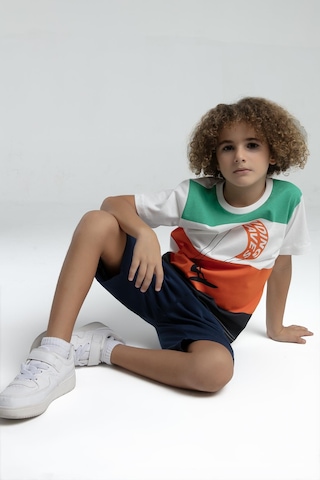 Roly Poly Renkli Erkek Çocuk Kısa Kol Bermuda Şortlu Pijama Takım Turuncu