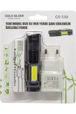 Goldmaster Gold Silver Gs-530 Usb Ile Şarj Edilebilir Fener Gs530