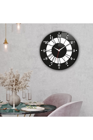 Decorita Cam Saat | Classic Black | Çap40cm Çok Renkli