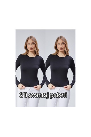 Virago 2'li Soft Touch Yuvarlak Yaka Uzun Kol Bluz/body Siyah - 687153487 Siyah - 687153487 Siyah
