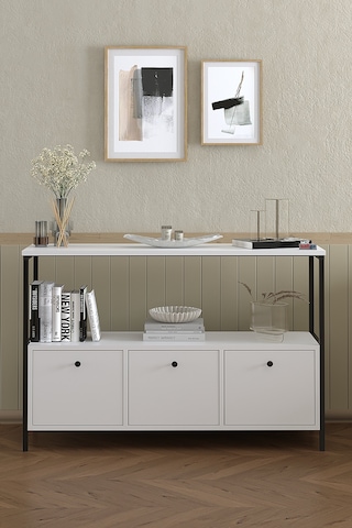 Bofigo 3 Kapaklı Konsol Tv Ünitesi Dresuar Beyaz