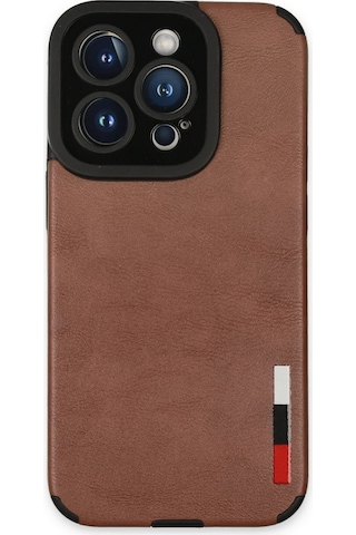 Gld-spt- Newface Apple Uyumlu iPhone 14 Pro Max Kılıf Loop Deri Silikon - Kahverengi
