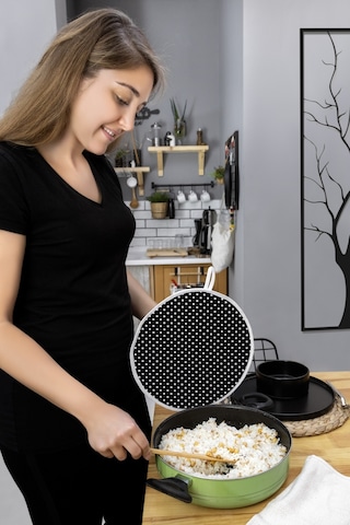 Şık Ve Pratik Demlematik: Pilav Demleme Örtüsü , Tencere Kapağı Bonesisiyah Puantiye