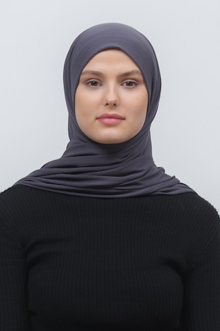 Altobeh Tesettür Kadın Düz Renk Penye Şal Hijab - Füme