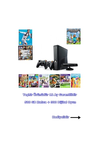 xbox 360 +300 Dijital Oyun+500 Gb Hdd+kinect Kamera +2 Ad Kol