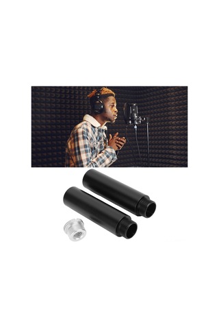 Kosona Mikrofon Stant Uzatma Borusu Seti 2 Adet - 5/8" Dahili Ve Dışarıdaki Dişli + 3/8" Dişi-5/8" Erkek Adaptör, Alüminyum Alyuminyum, Dayanıklı, Çok Amaçlı Kullanım