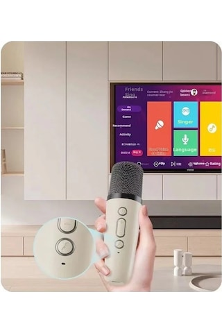 Xıaomı K12 Kablosuz Karaoke Hoparlörü Bluetooth Mikrofon K12 Ev Ktv Karaoke Pink