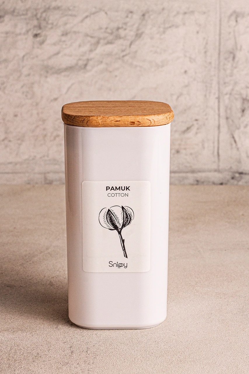 Luvo Beyaz - 4'lü Kare Ahşap Vakum Kapaklı Banyo Düzenleyici Plastik Banyo Seti Etiketli Organizer Beyaz