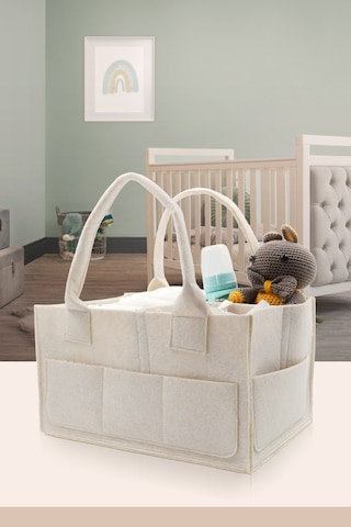 Jasper Sade Bej Keçe Anne Bebek Bakım Çantası Organizer Bej