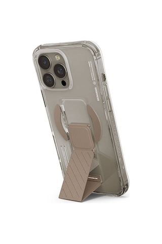 Apple iPhone 16 Pro Uyumlu Kılıf Magsafe Şarj Özellikli Teknoloji Desenli Standlı Skinarma Axon Kapak Gold