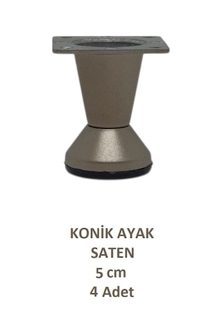 Adilon Konik Ayak, Zamak, Saten, 5 cm, Dolap, Mobilya, Puf Ayağı (4 Adet)