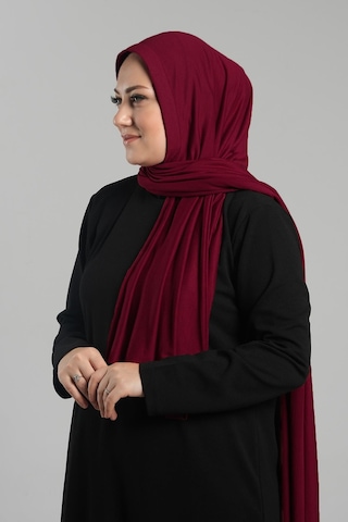 Hürrem Bone Bordo Pratik Hazır Geçmeli Şal Viskon Önü Süngerli Penye Şal 2202 16 Bordo