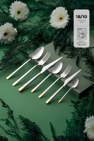 Emsan Elegance Duru Gold 84 Parça Lüks Kutulu Çatal Kaşık Bıçak Takımı