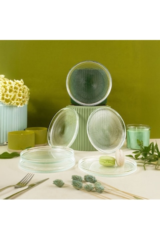 Fecra Loren 6'lı Pasta Tabağı Seti Natürel 16 Cm