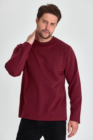 MMetalic Çift Bisiklet Yaka Standart Rahat Kesim Erkek Sweatshirt MTLCE68 Bordo