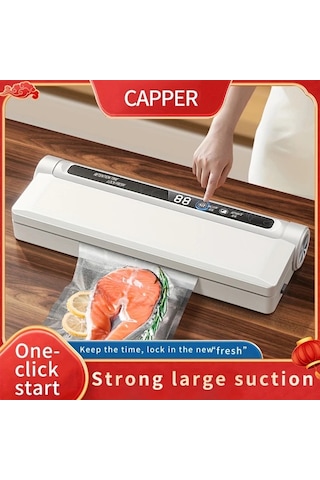 Honeybeeshop Beyaz Gıda Koruma Kompakt Otomatik Vakum Kapama Makinesi Kucuk Ev Kullanimi Guclu Emis Teknolojisi Taze Kalma