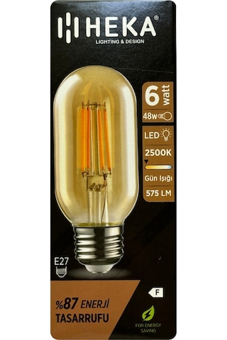 10 Adet Heka 6w 48w 2500k Günışığı E27 Duylu Kalın Duy Şeffaf Led Ampul