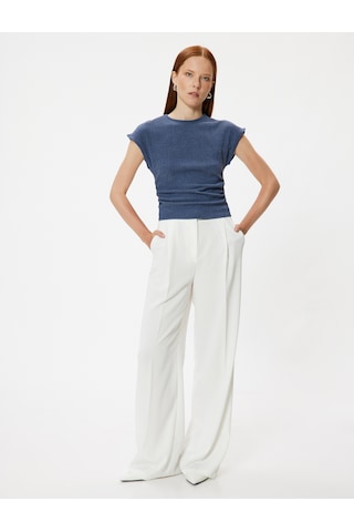 Koton Dokulu Kap Kol Tişört Bisiklet Yaka Slim Fit Lacivert 5wak50071ek Lacivert
