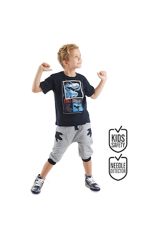 Denokids Mshb&g T-rex Info Erkek Çocuk T-shirt Baggy Kapri Takım Çok Renkli