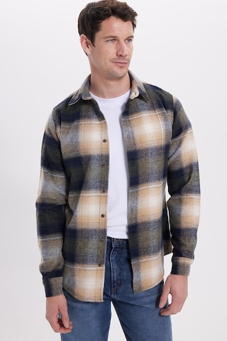Tudors Erkek Slim Fit Dar Kesim Kareli Kışlık Oduncu Gömlek-42198 Lacivert