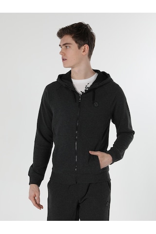 Colin's Slim Fit Kapüşonlu Antrasit Erkek Ceket CL1056951_Q1.V2_ANM Antrasit Melanj