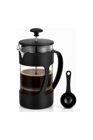 French Press 350ml - Kaşık Dahil Pot, Filtre Kahve Bitki Çayı Ihlamur Kuşburnu Sürahisi, Çay Demleme Seti Çok Renkli