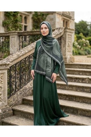 Moda Nuda Desenli Pamuk Soft Şal Haki Yeşil Marline Serisi