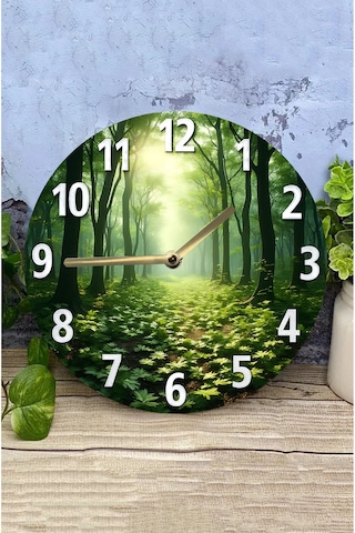 Forest Path Orman Temalı Mdf Duvar Saati Doğal Huzur Ve Sessiz Mekanizma, Kuvars Sdw224 Renkli