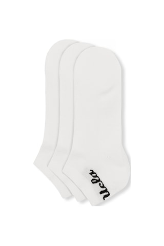 Ucla Adelıta 3'lü Beyaz Kısa Jakarlı Pamuk Standard Fit Unisex Çorap