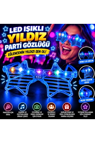 Storeşahin Mavi Led Işıklı Yıldız Parti Gözlüğü Shn0720 Diğer