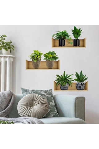 Plentifulraflı Bitki Tasarımlı Yapışkanlı Sticker 20 30 Cm 3lü Set Mc-663 Diğer