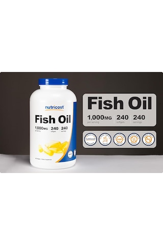 Nutricost Fish Oil Balık Yağı 1000mg 560mg Of Omega 3 , 240 Soft