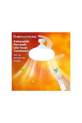 Katlanabilir Led Tavan Vantilatörü Sessiz, Akıllı Ve Kumandalı Aydınlatma 22.5'' Beyaz - 731575925