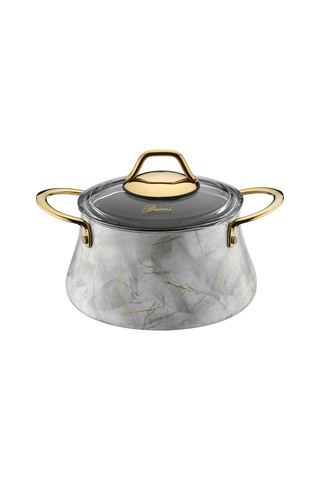 Brioni Marble 7 Parça Tencere Seti Beyaz Mbb11101