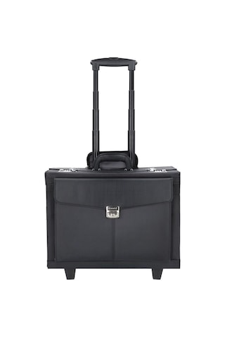 Alessio 40 Cm 2 Tekerlekli Pilotentrolley Laptop Bölmeli Siyah Iş Çantası