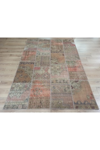 Çam Halı Pw13296 Gül Kurusu El Dokuma Patchwork Yün Halı - 170x240