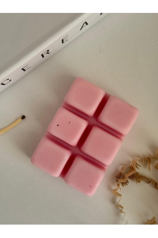 2 Adet Kare Buz Modeli Yoğun Vanilya Kokulu Doğal Soya Buhurdanlık Mumu Pembe