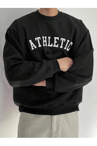 Adrift Dazy Letter Graphic Drop Shoulder Sweatshirt Siyah Siyah