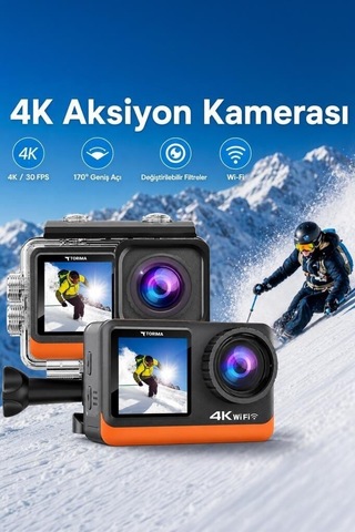 Delux Serisi Aksiyon Kamerası Ultra Hd Wifi 4k Ac03 Siyah Spor Gezi Çekim