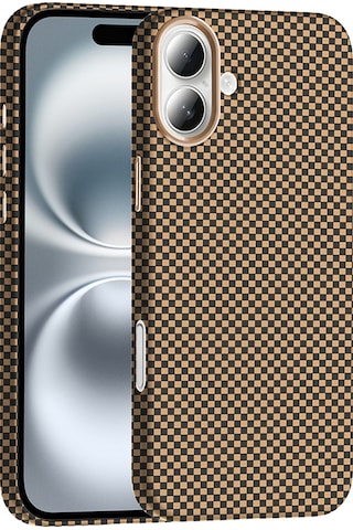 Apple Uyumlu iPhone 16 Plus Kılıf M-safe Şarj Özellikli Karbon Fiber Görünümlü Zore Gros Kapak Desert Titanyum