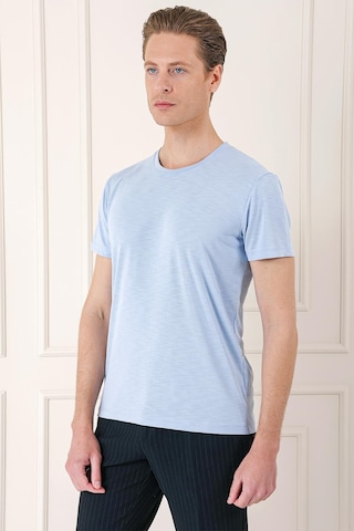 Efor Slim Fit Bisiklet Yaka Doku Desenli Pamuklu Mavi Tişört Ts 881 Mavi