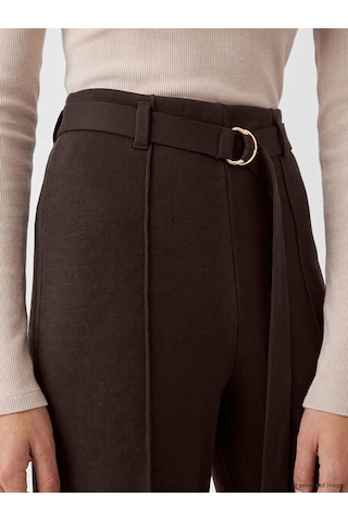Lcwaıkıkı Classic Kahverengi Beli Kemerli Dar Fit Kadın Pantolon