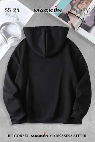 Macklin Unisex Kadın Erkek Too Many Halı Özel Tasarım Baskılı Kapşonlu Sweatshirt Siyah Mck0740 Siyah