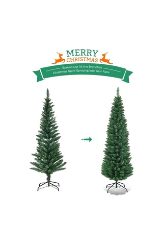 Lexroo Yeşil Yapay Kalem Noel, Birinci Sınıf Menteşeli Çam Ağacı, Sağlam Metal Ayaklı, Ev Standart